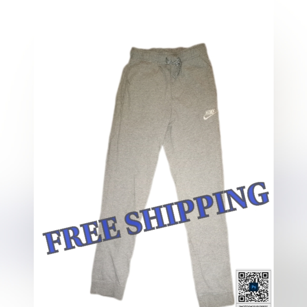 Nike Light Gray Sweatpants with Elastic Waistband and Tapered Legs